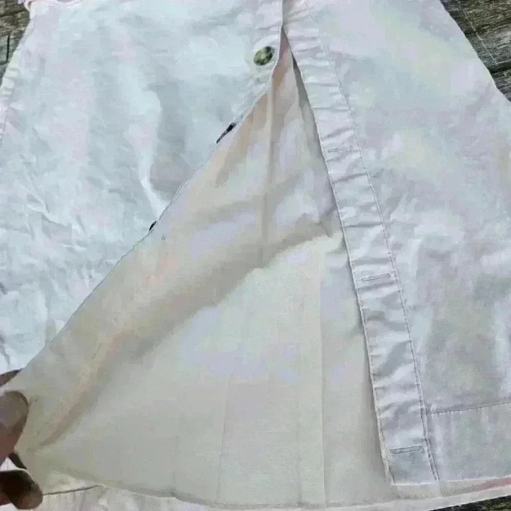 Super cute anthropology light pink linen skirt with faux thigh slit size 8 - Picture 6 of 7